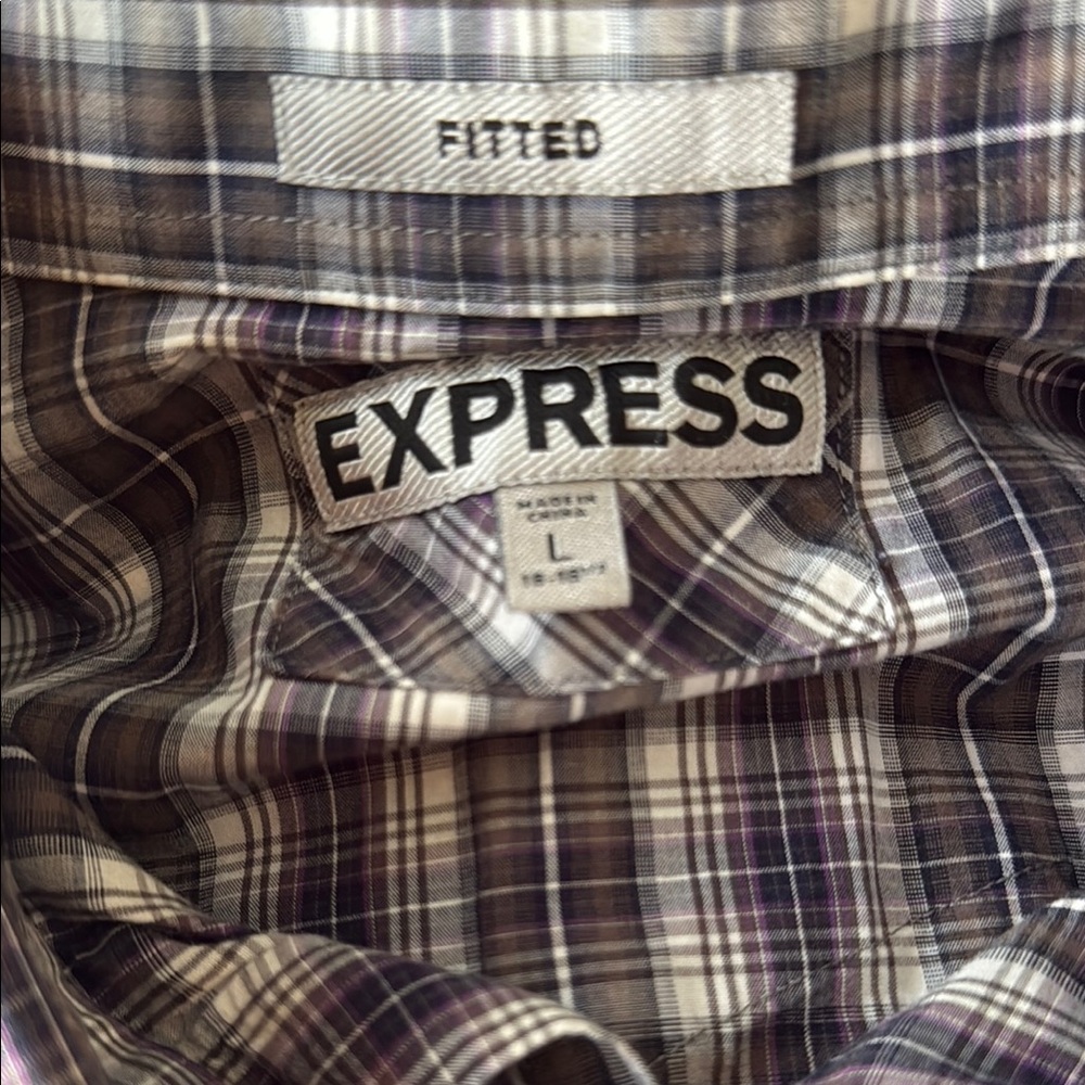 Express Black,purpleand White Casual Button Down Shirt - Picture 4 of 7